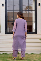 Zarizaara Special Edition:Premium Fancy Razzo Lucknowi Chikankari Kurti with Cotton Silk Pant & Embroidered Dupatta