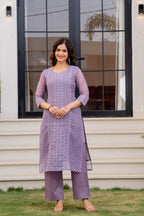 Zarizaara Special Edition:Premium Fancy Razzo Lucknowi Chikankari Kurti with Cotton Silk Pant & Embroidered Dupatta