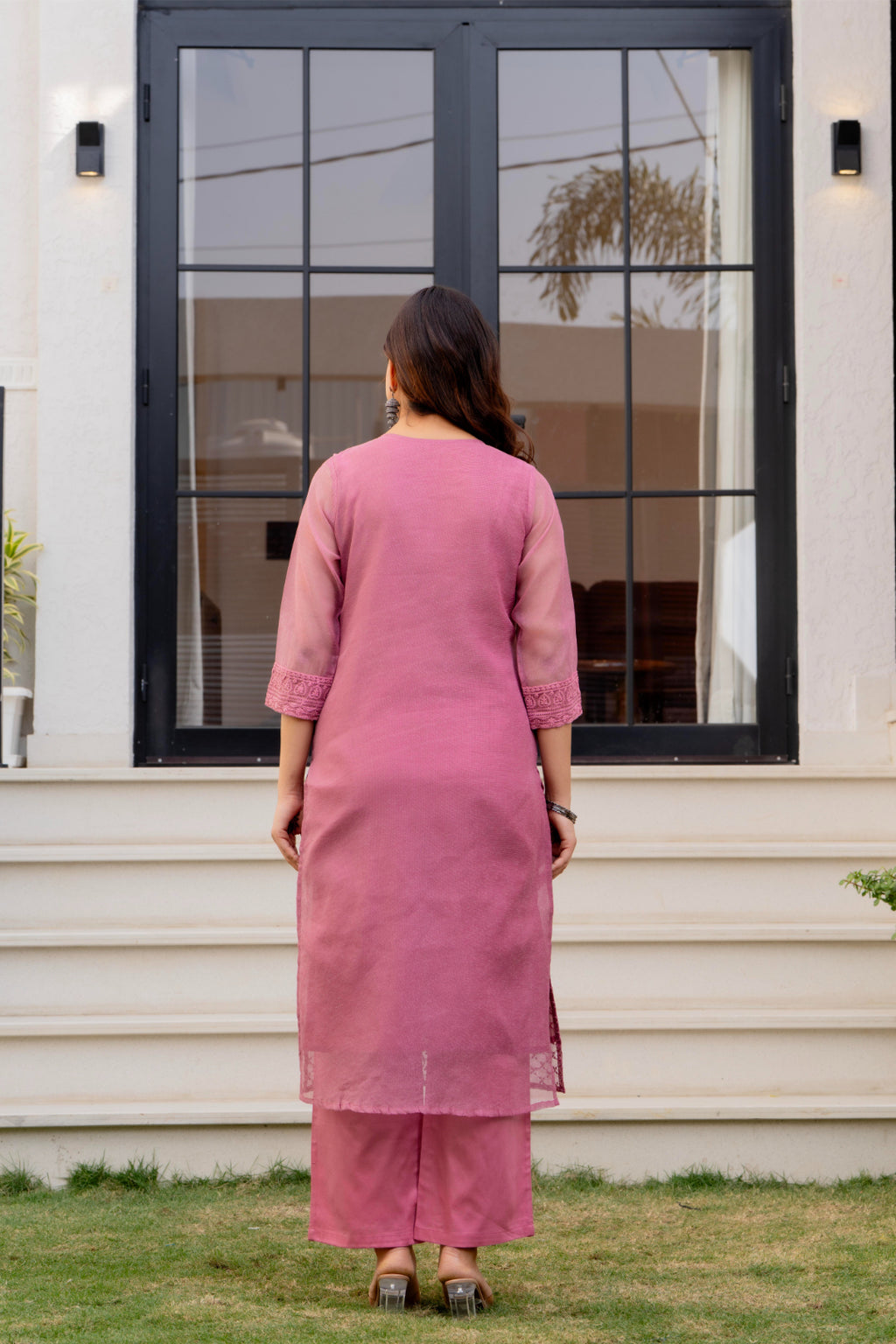 Zarizaara Special Edition:Premium Fancy Razzo Lucknowi Chikankari Kurti with Cotton Silk Pant & Embroidered Dupatta