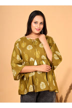Women’s  Printed Pure Cotton Short Kurti with Flared Sleeves